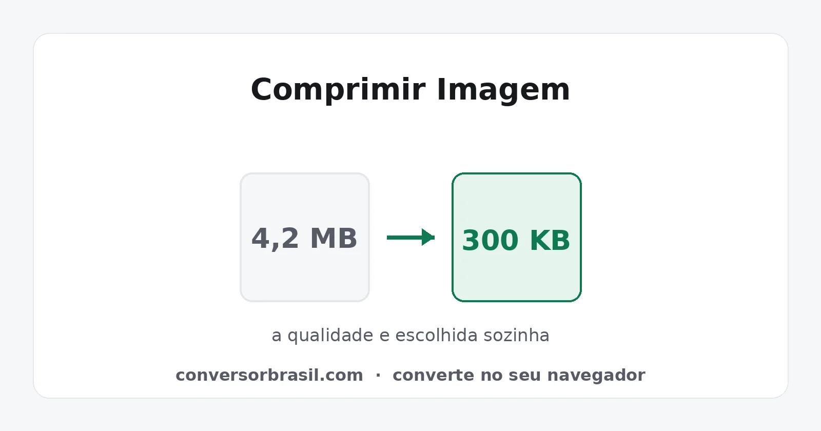 Foto de 4,2 MB sendo comprimida até 300 KB, com a qualidade escolhida automaticamente