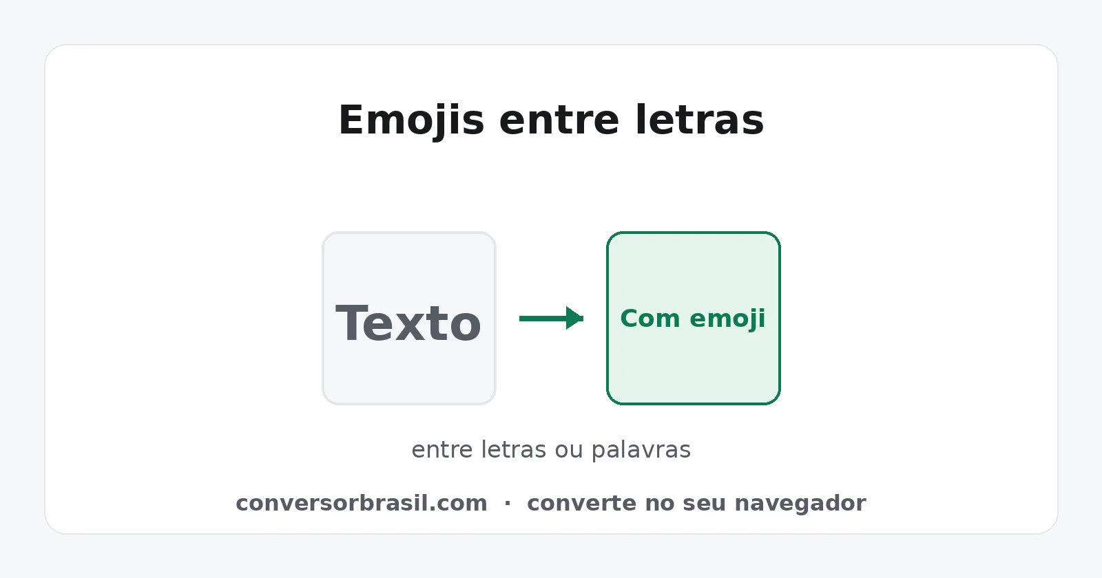 Frase comum ao lado da mesma frase com emojis inseridos entre as letras