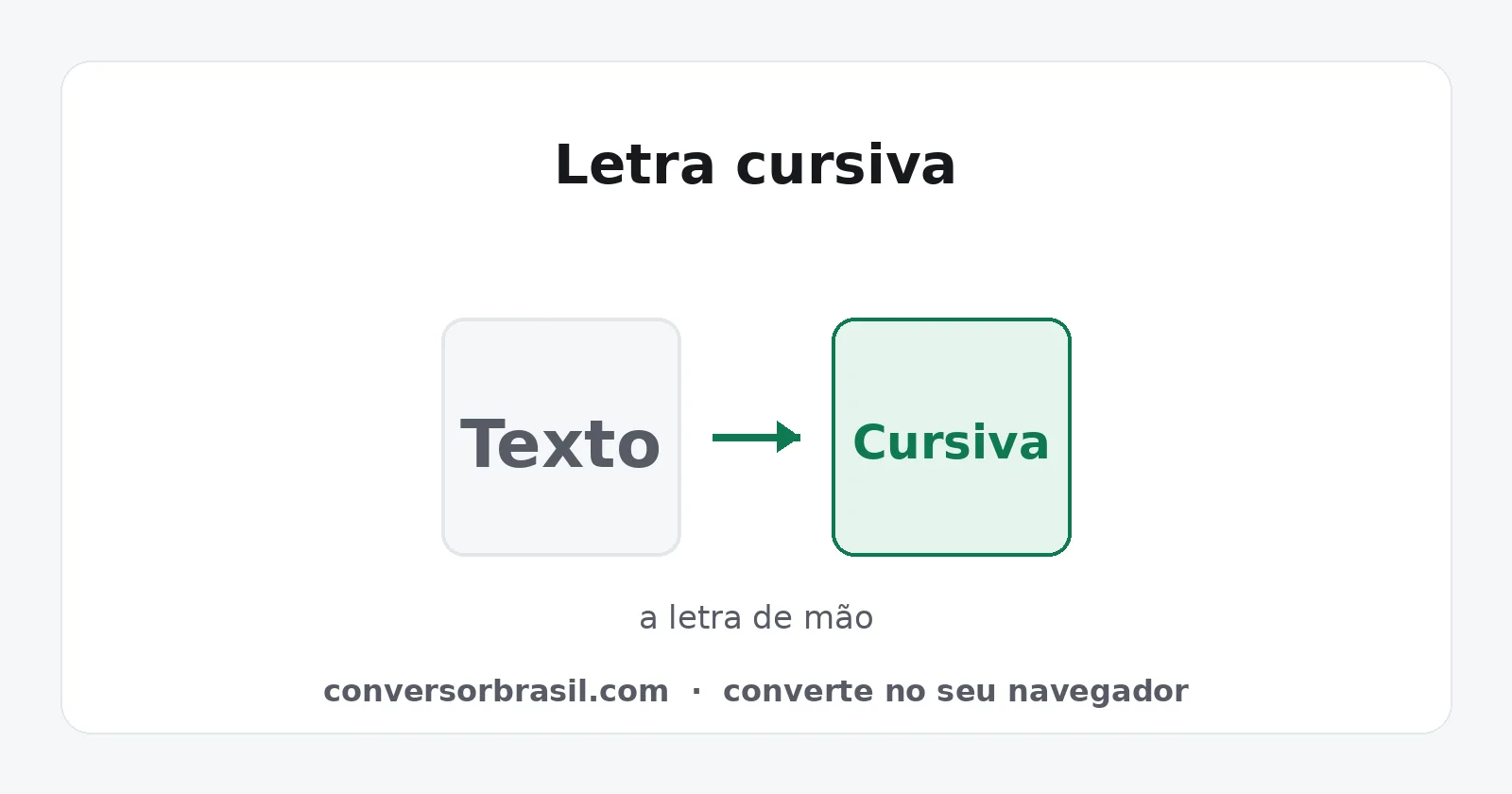 Frase comum ao lado da mesma frase em caracteres Unicode de letra cursiva