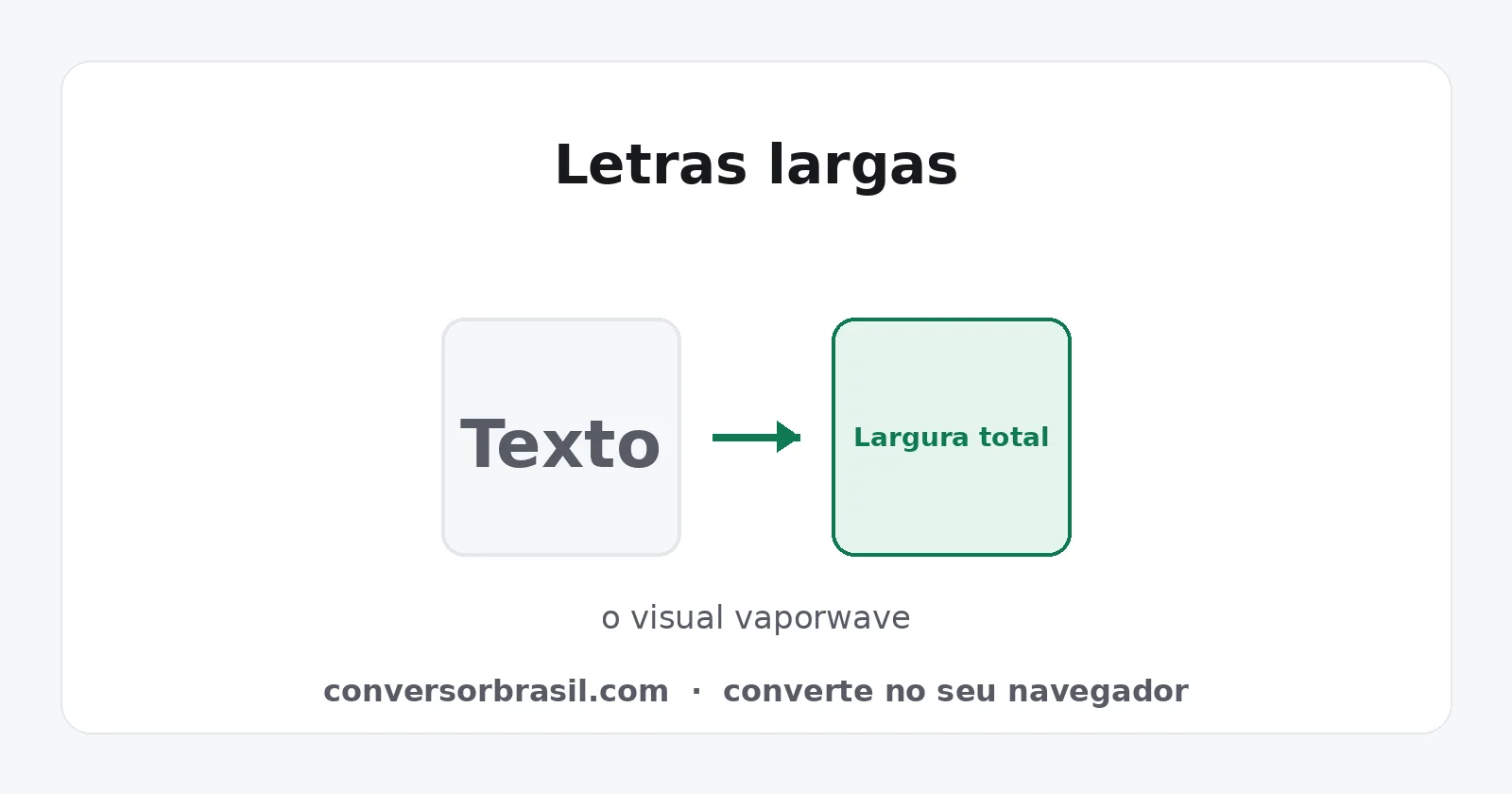 Frase comum ao lado da mesma frase em caracteres de largura total, bem espaçados