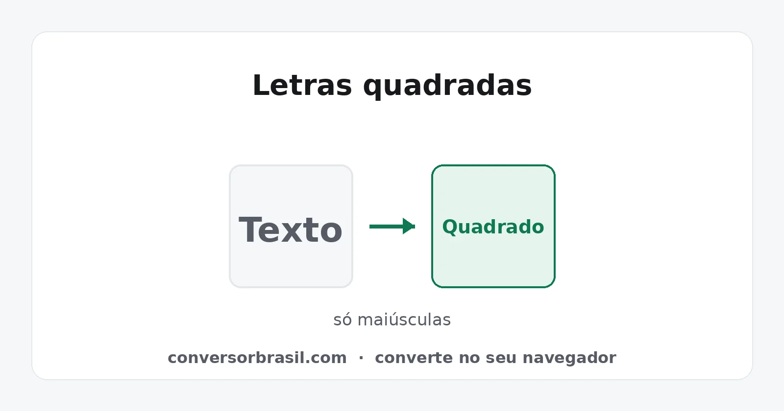 Frase comum ao lado da mesma frase com cada letra dentro de um quadrado