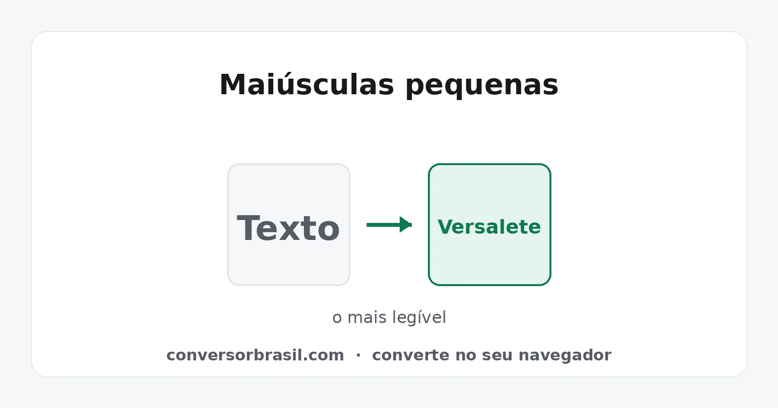 Frase comum ao lado da mesma frase em maiúsculas pequenas