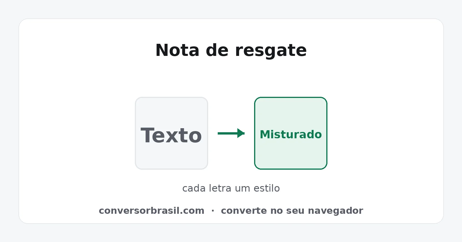 Frase com cada letra em um estilo tipográfico diferente, como recorte de revista